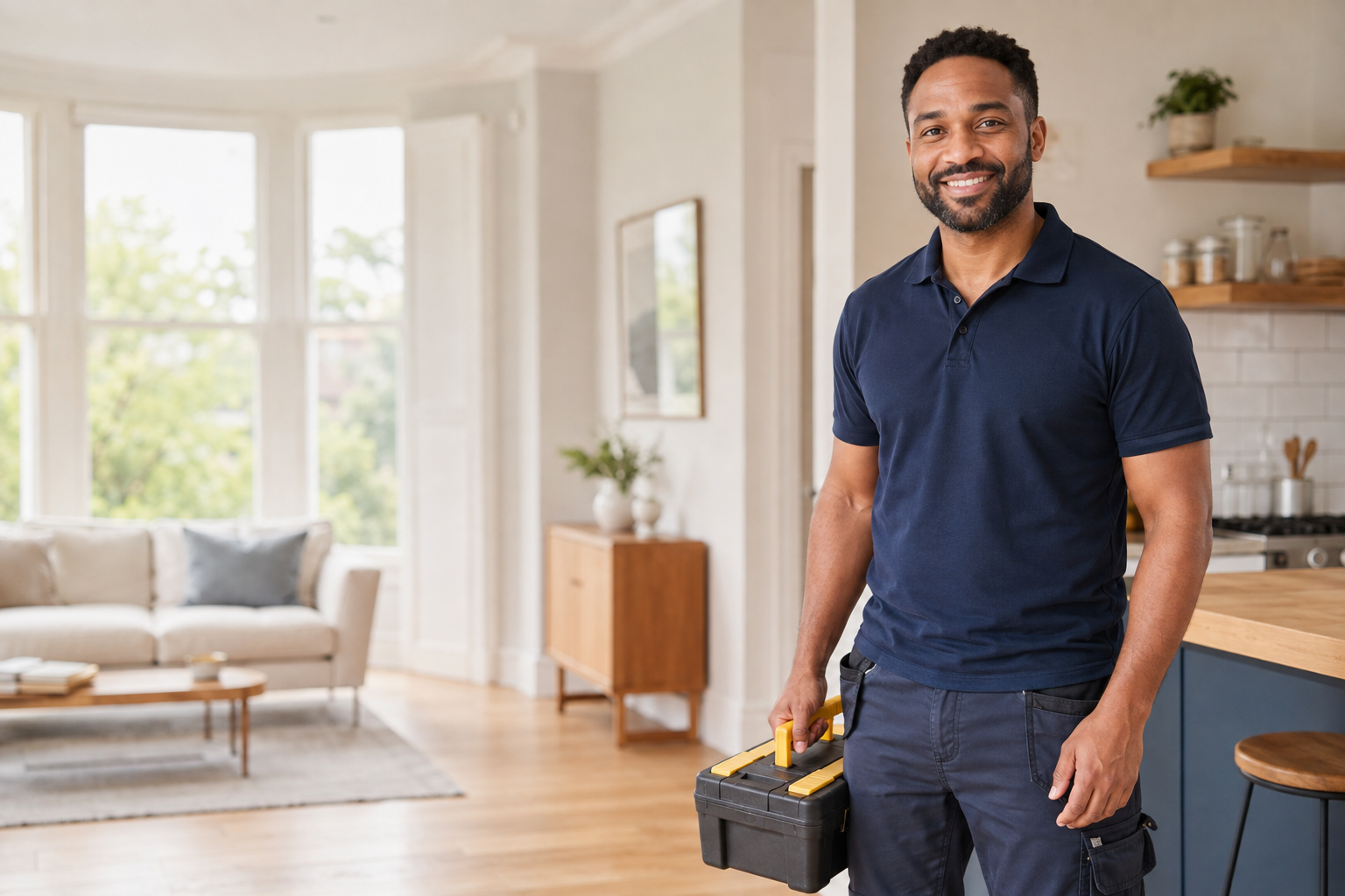 Professional handyman in a modern London home